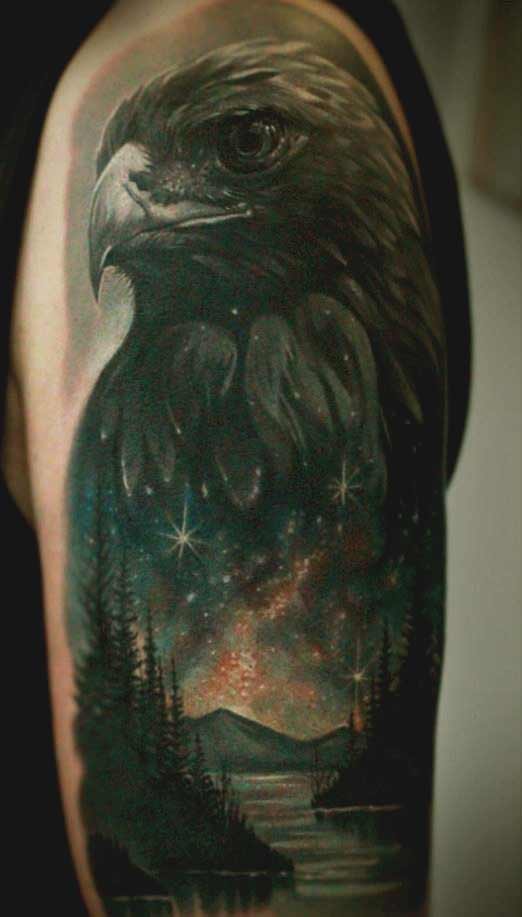 eagle with feathers tattoos