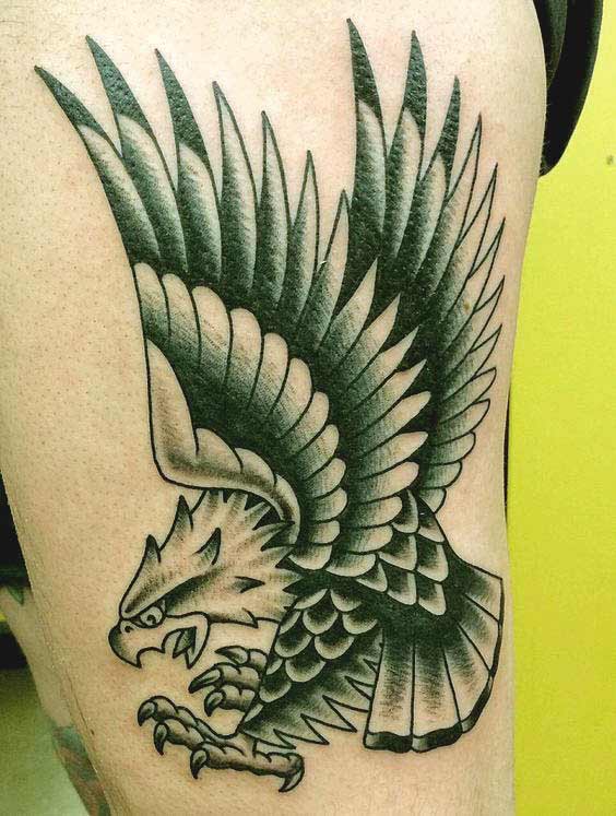 Eagle on thigh tattoos designs