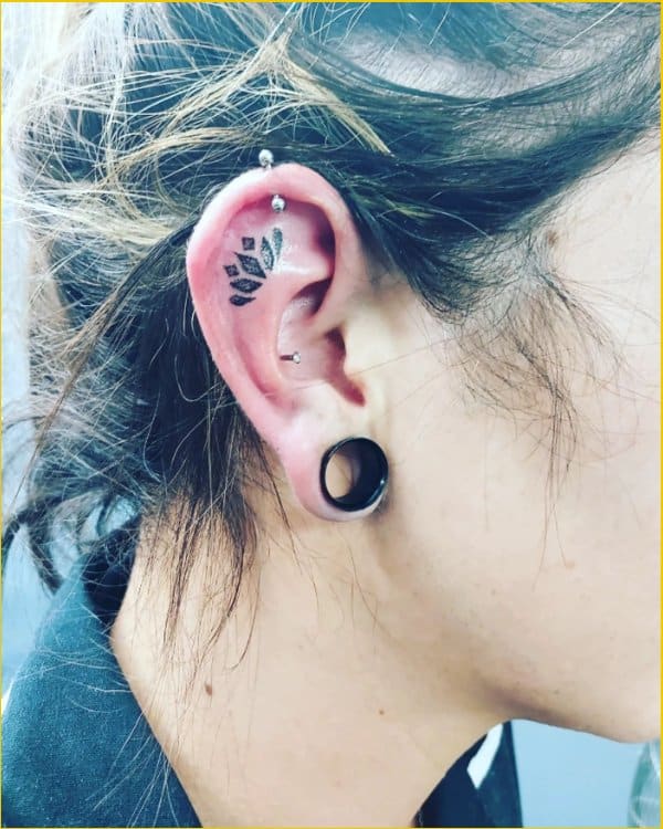 lotus flower tattoos for ear