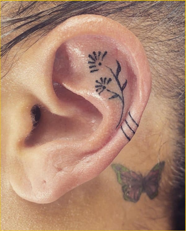 behind ear tattoos girl