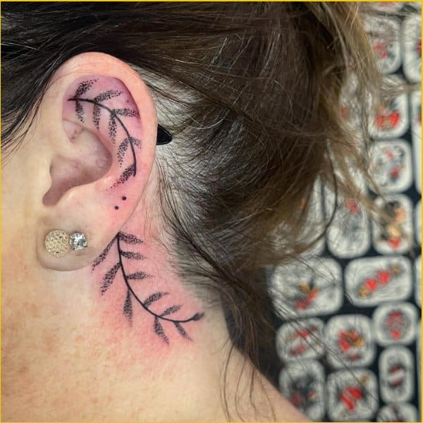 leaf tattoo ideas for ear
