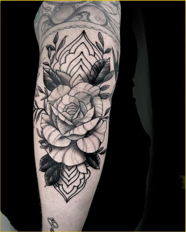 mandala #female #elbow #tattoo #blackandgrey #flower #floweroflife #sleeve # female