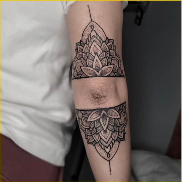 mandala elbow tattoos
