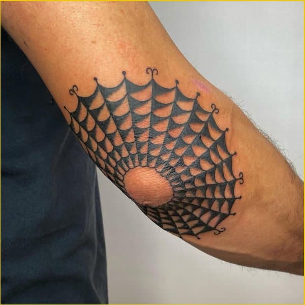 best spider web tattoos for elbow
