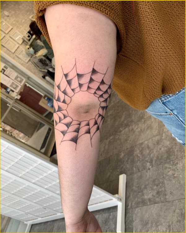 best spider web tattoos for elbow
