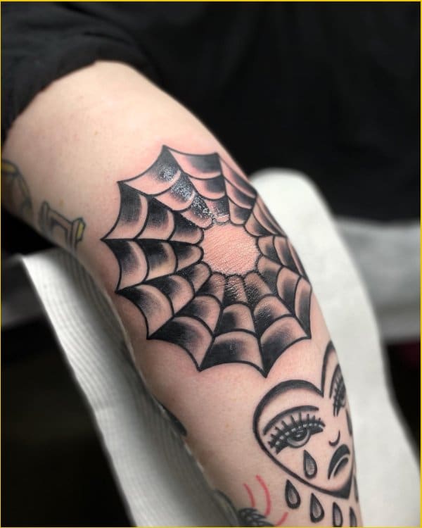 spider web tattoos for elbow & Knee