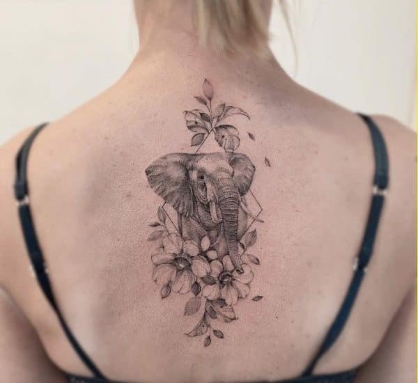 elephant tattoos on back for women