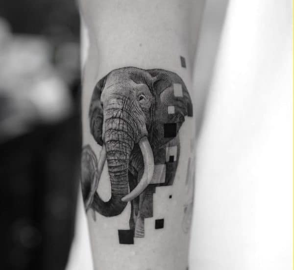 black and white elephant tattoos