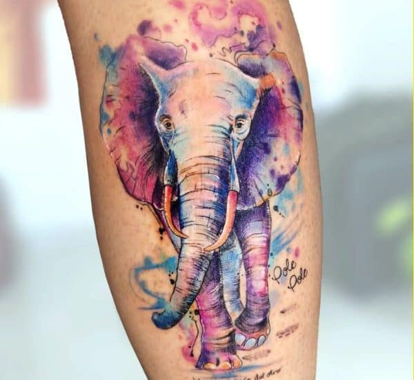 watercolor elephant tattoos