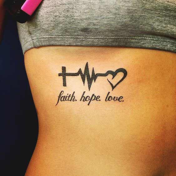 Faith hope love symbol tattoo on rib cage ideas for girls