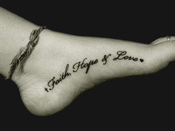 Faith hope and love with heart tattoo designs on foot ideas for girls