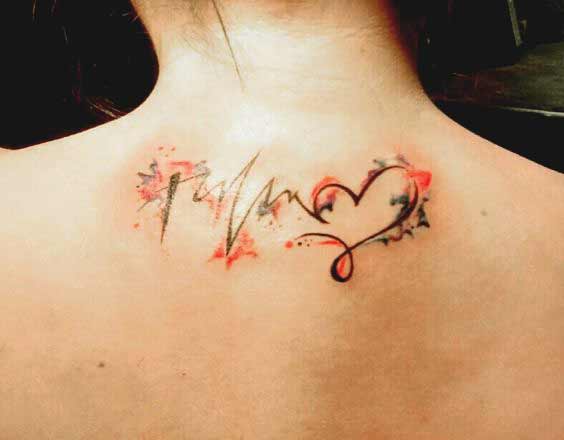 Faith hope and love tattoo symbol behind the neck ideas for girls