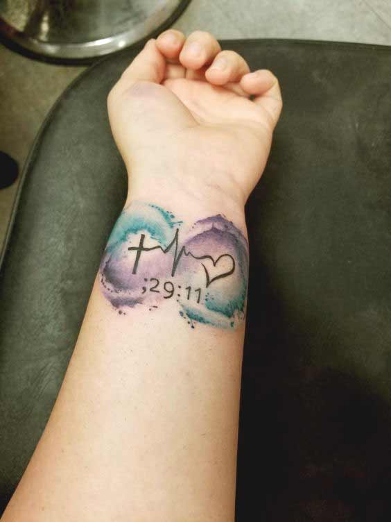 Watercolor faith hope and love tattoo on wrist ideas for boys and girls