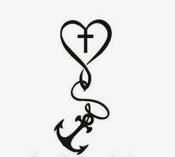 Anchor infinity heart and cross symbols designs for back