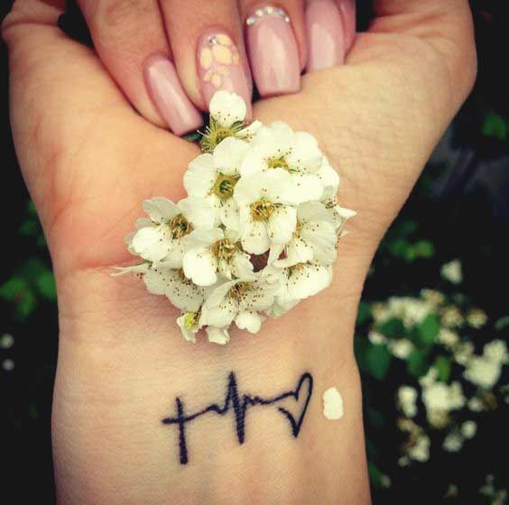 Beautiful faith hope and love tattoo symbol with flower on wrist for girls