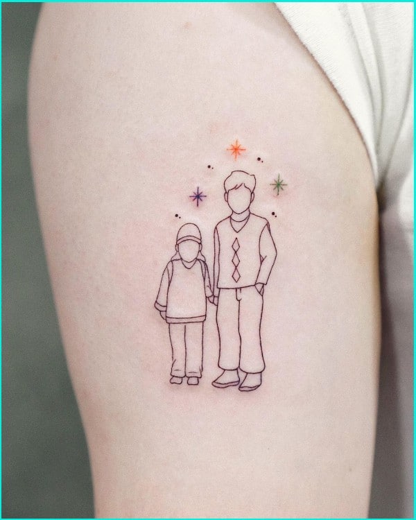 Minimalist Family Portrait Tattoos