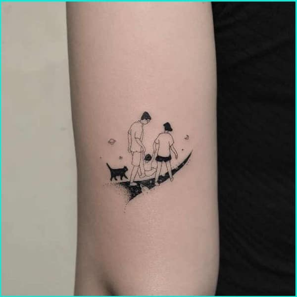 female family tattoo ideas with cat and dogs