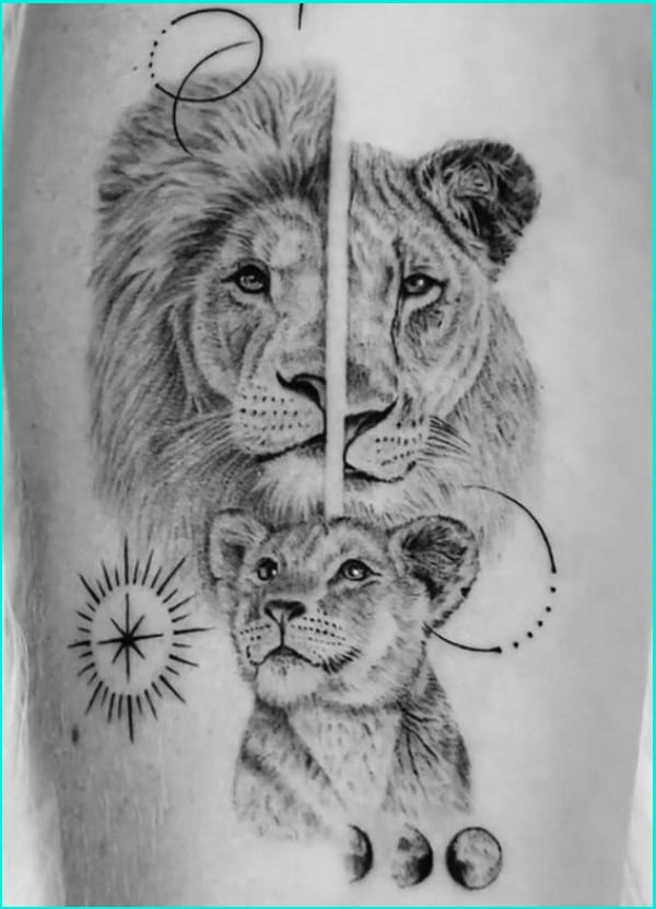 lion and cub family tattoos