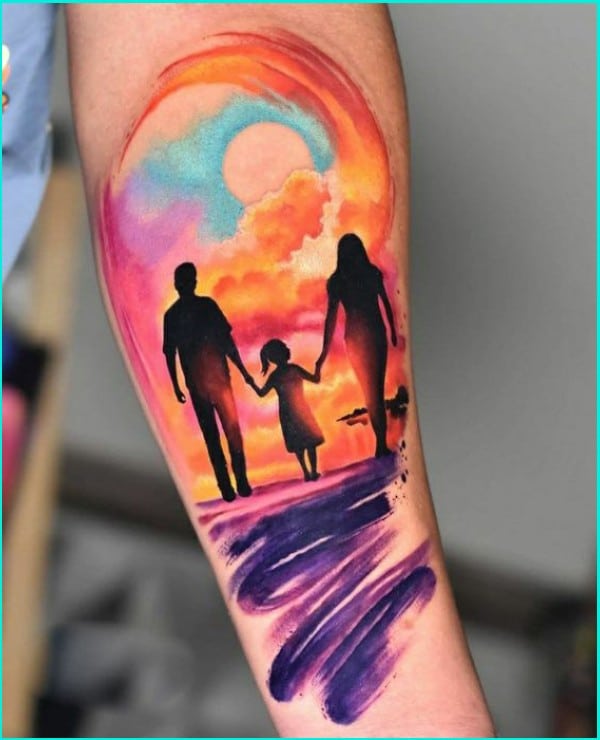 watercolor family tattoos
