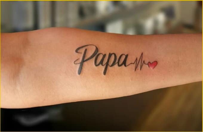 papa tattoos with heartbeat
