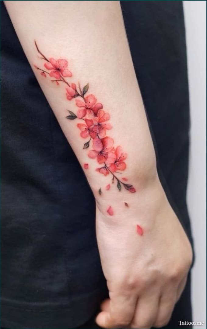 Colorful flowers tattoo on the arm  Tattoogridnet