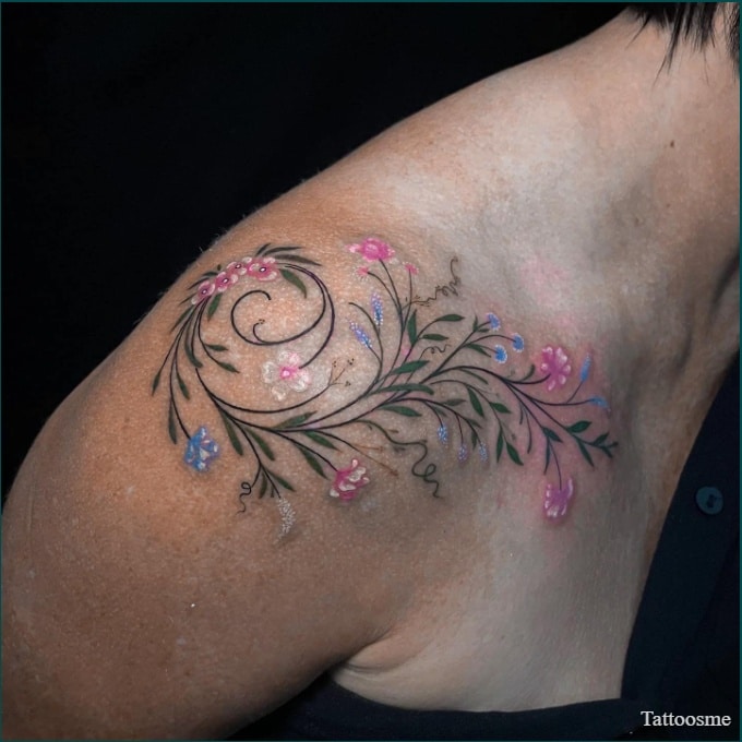 floral shoulder tattoos
