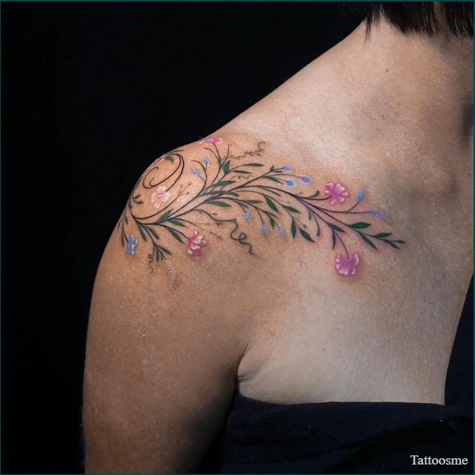 shoulder floral tattoos