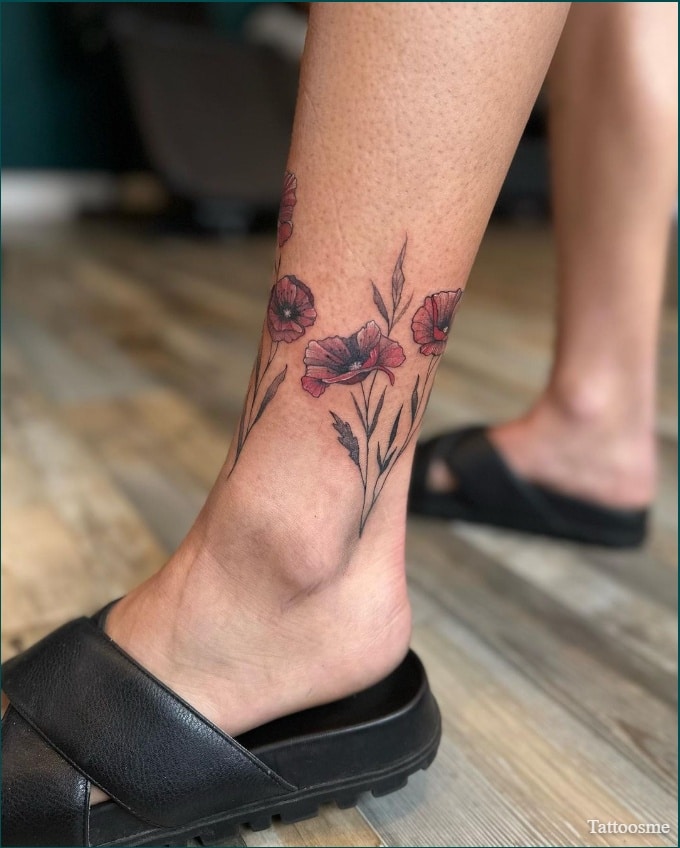 floral tattoos for ankle