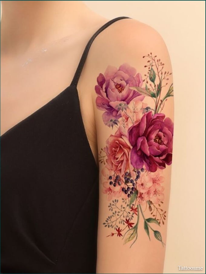 floral sleeve tattoo