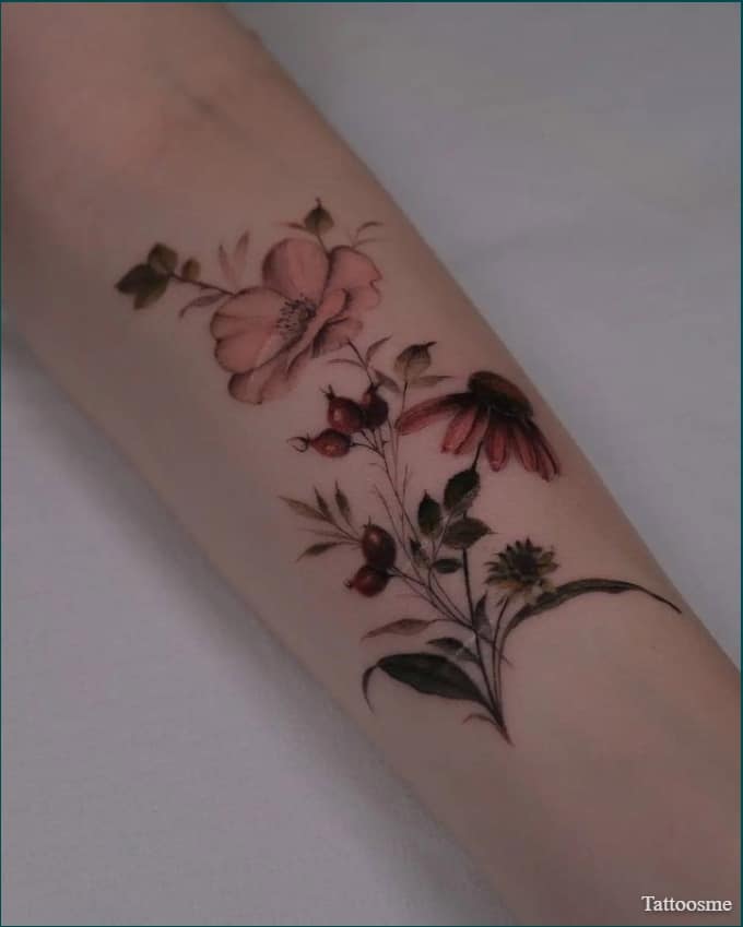 Flower Vine Tattoo On Foot And Ankle