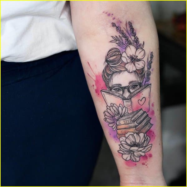 books with flower tattoos on arm