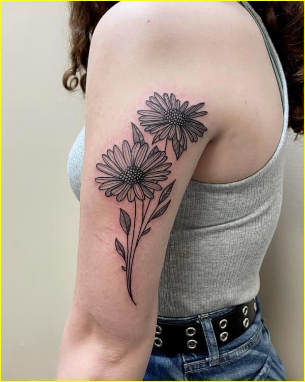 aster flower tattoos for girls on arm