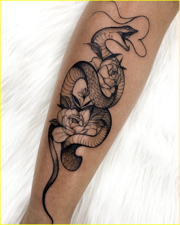 peony flower with snake