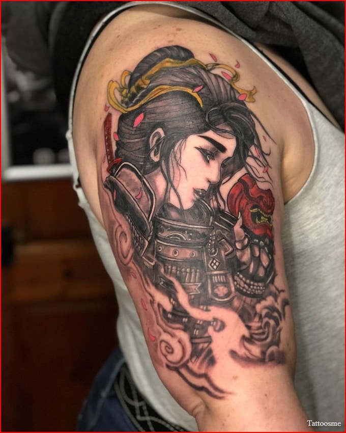 Geisha and sakura tattoo