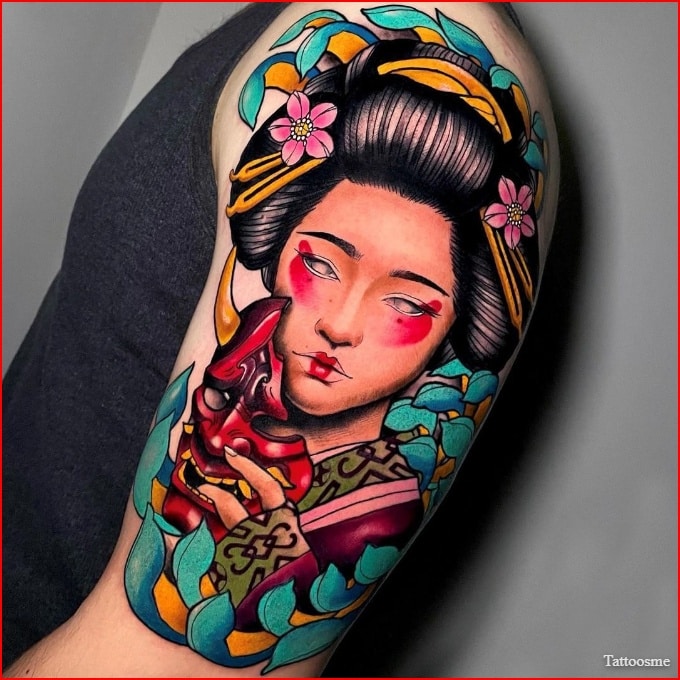 Geisha mask tattoos