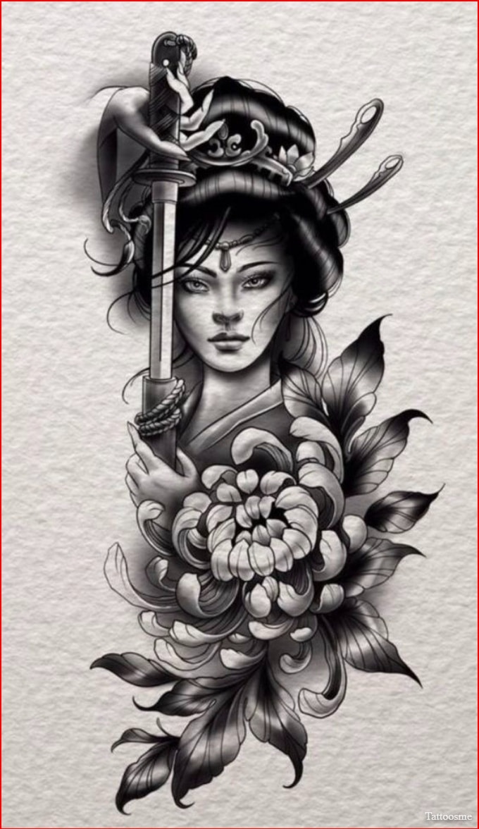 Buy Geisha Tattoo Design White Background PNG File Download Online in India   Etsy