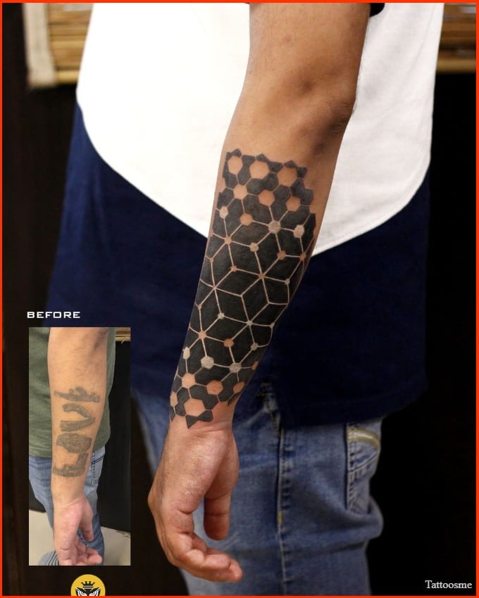 Geometric tattoo arm