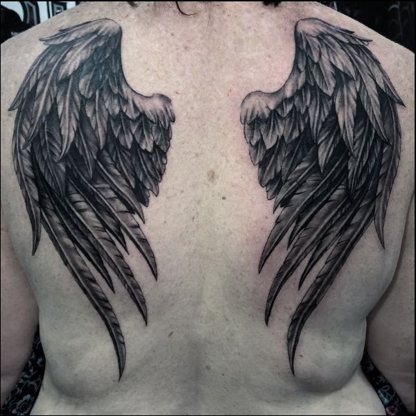 angel wings tattoos on back