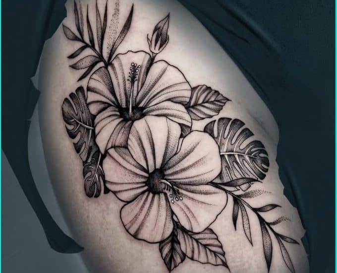 hawaiian flower tattoo sleeves  Hawaiian flower tattoos Hawaiian tattoo Hibiscus  tattoo