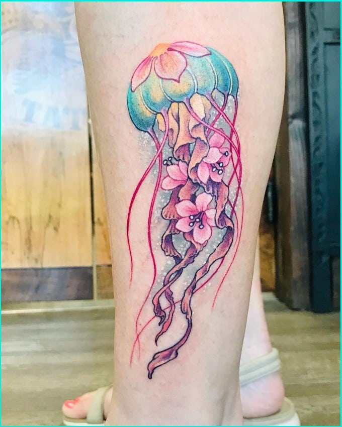 jellyfish hawaiian tattoo