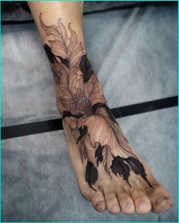 hawaiian flower tattoo on feet
