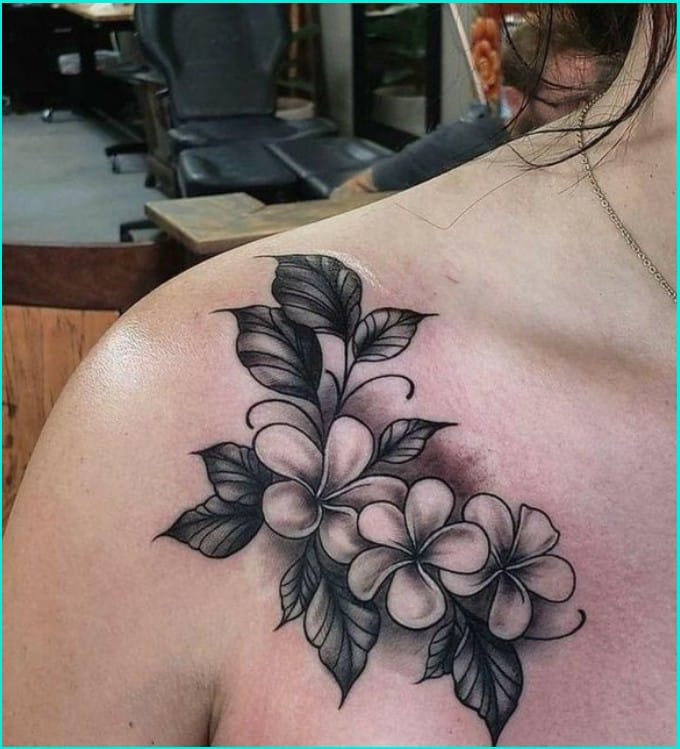 orchid flower tattoo on shoulder