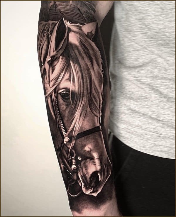 Premium AI Image  Tattoo of a horse with a cloud on the back