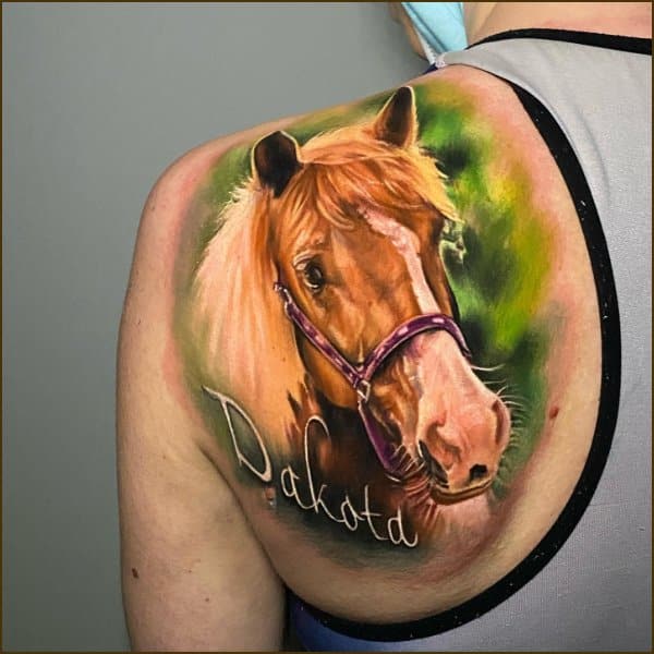 horse tattoos on upper back