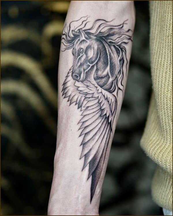 Pegasus horse tattoos on forearm