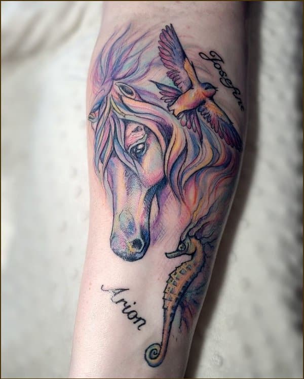 watercolor horse tattoo design