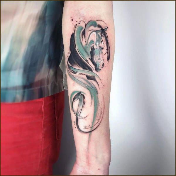 horse tattoos watercolor on forearm