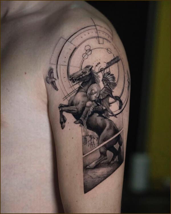 horse tattoos native american on upper arm