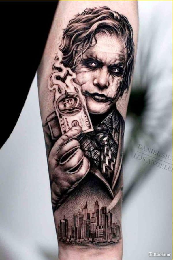 Tattoo uploaded by Taco Soze Gaming  My first tattoo done and complete  Joker Batman Smile Chaotic Unevenonpurpose  Tattoodo
