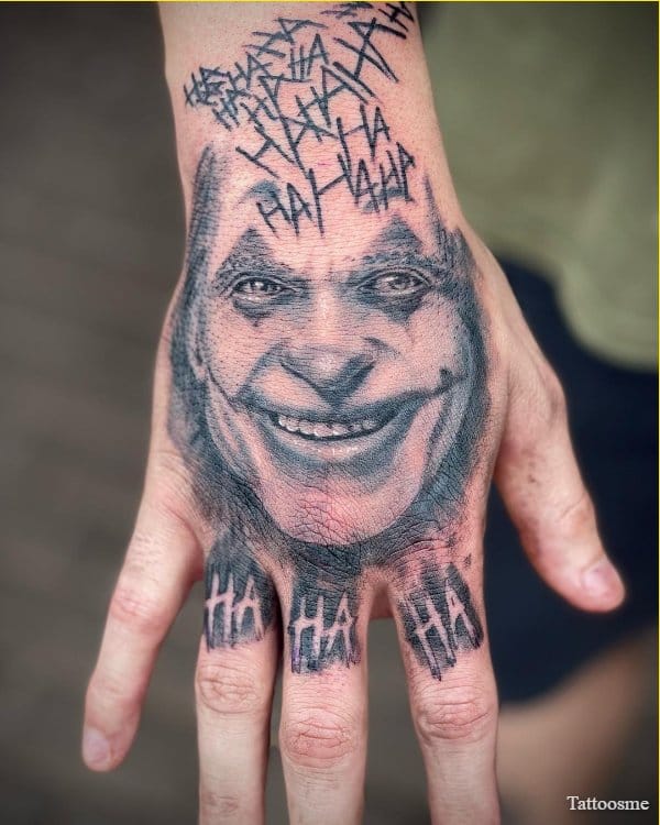 joker tattoo on hands